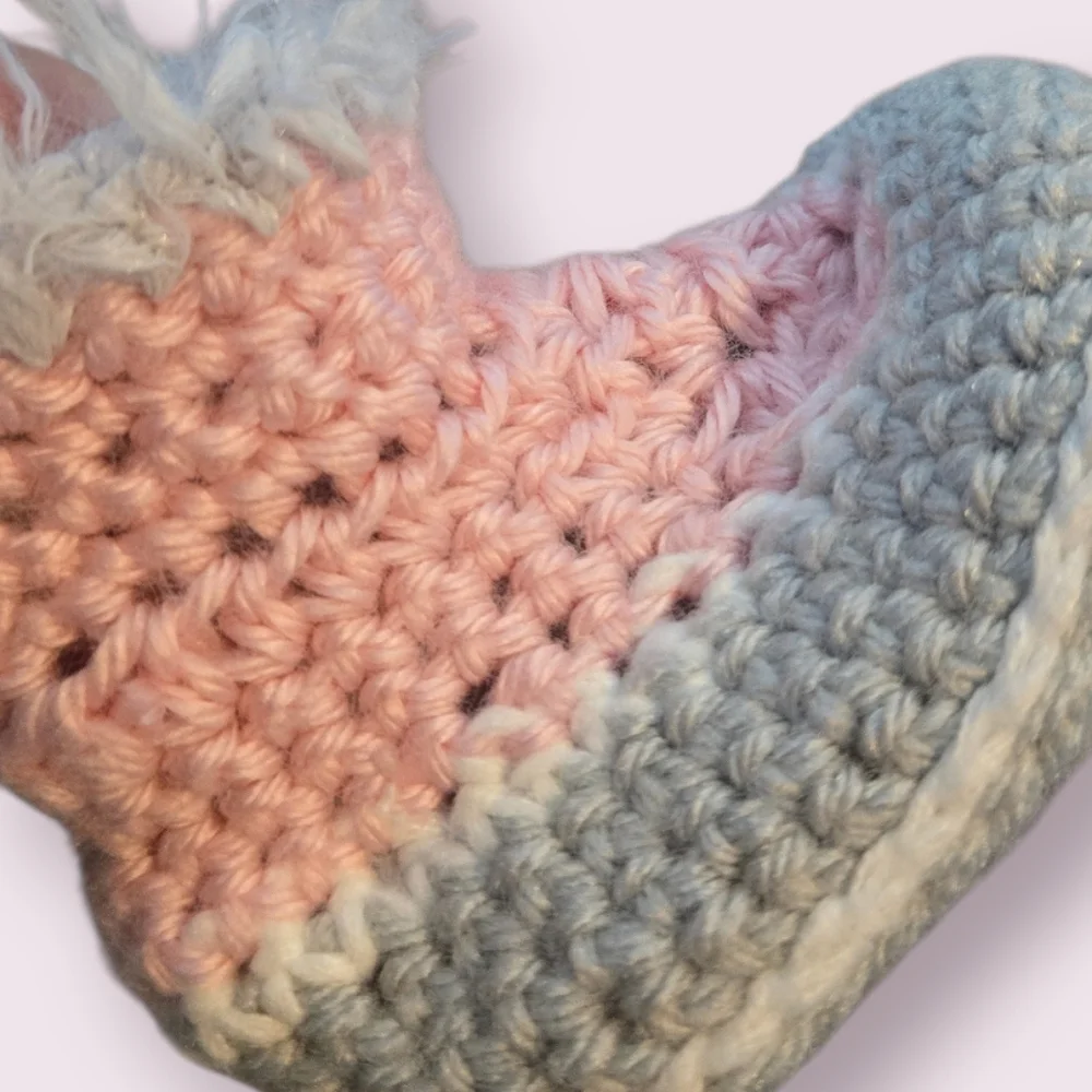 Handmade Cozy Pink and Gray Baby Booties
